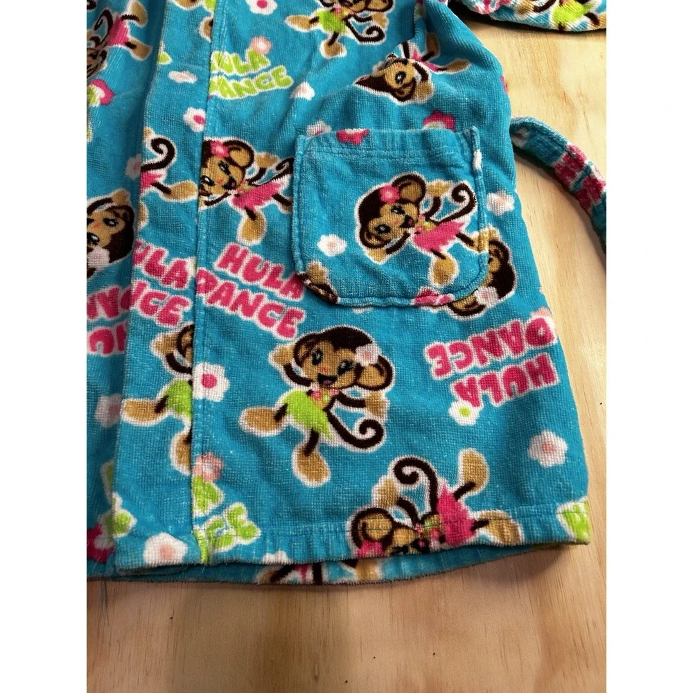 St. Eve Swim Girls Hula Dance Monkey Hooded Cover Up Robe Size L 10/12 Tropical
